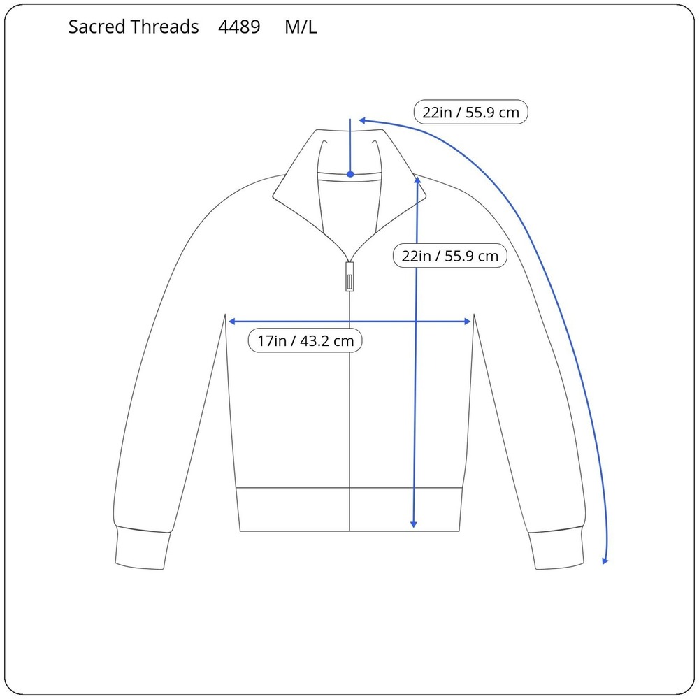 Sacred Threads Jacket Womens M/L Baby Blue Patchwork Embroidered Full Zip Hood - Picture 10 of 10